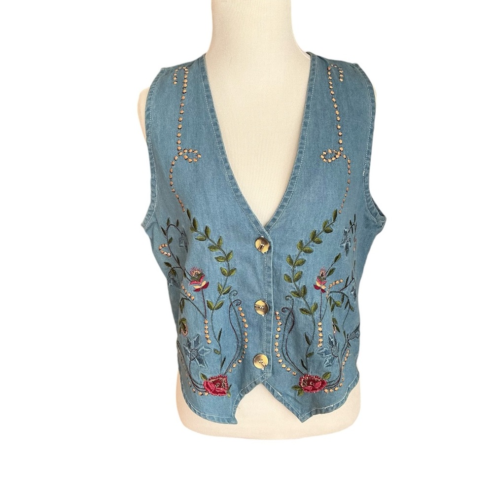 Vintage 90's Embroidered Vest - At Last Co.
